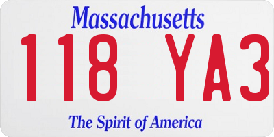 MA license plate 118YA3