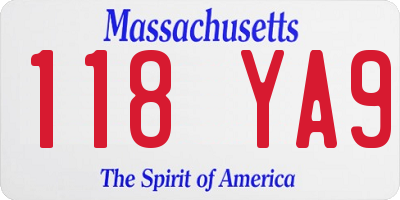 MA license plate 118YA9