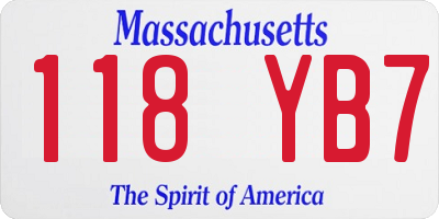 MA license plate 118YB7