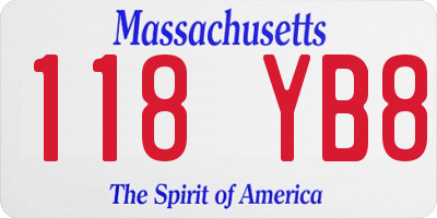 MA license plate 118YB8