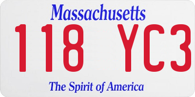 MA license plate 118YC3