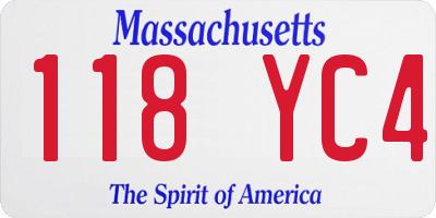 MA license plate 118YC4