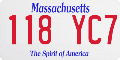 MA license plate 118YC7