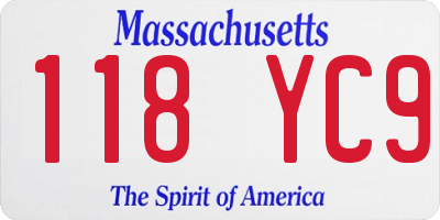 MA license plate 118YC9