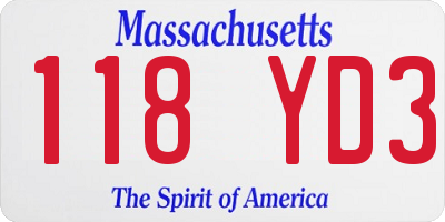 MA license plate 118YD3