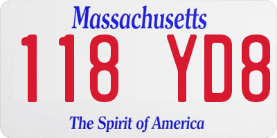 MA license plate 118YD8