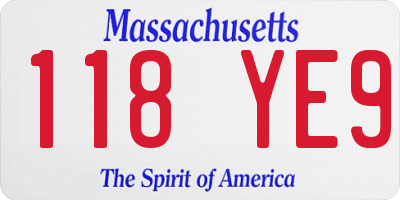 MA license plate 118YE9