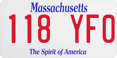 MA license plate 118YF0