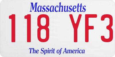 MA license plate 118YF3