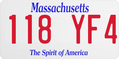 MA license plate 118YF4
