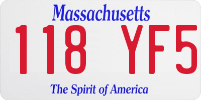 MA license plate 118YF5