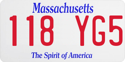 MA license plate 118YG5