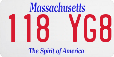 MA license plate 118YG8