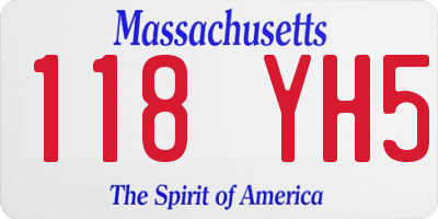 MA license plate 118YH5