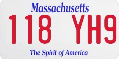 MA license plate 118YH9