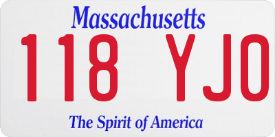 MA license plate 118YJ0