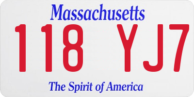 MA license plate 118YJ7