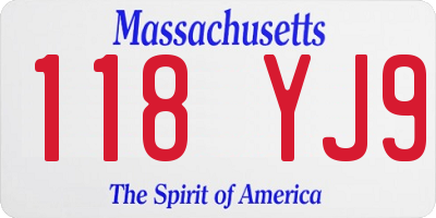 MA license plate 118YJ9