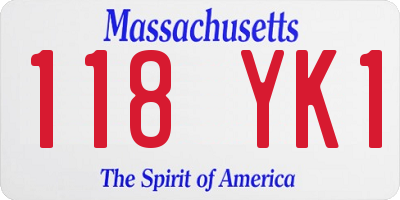 MA license plate 118YK1