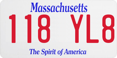MA license plate 118YL8