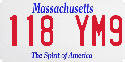 MA license plate 118YM9