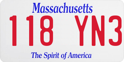 MA license plate 118YN3