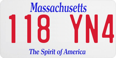 MA license plate 118YN4
