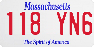 MA license plate 118YN6