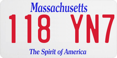 MA license plate 118YN7