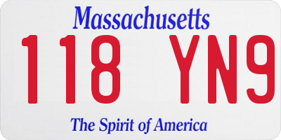 MA license plate 118YN9