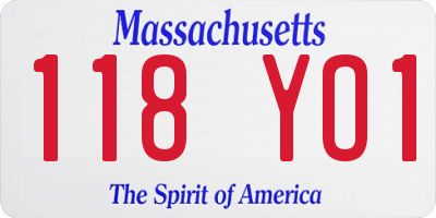 MA license plate 118YO1