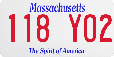 MA license plate 118YO2