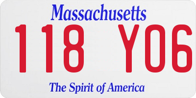 MA license plate 118YO6