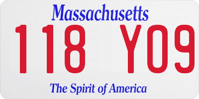MA license plate 118YO9