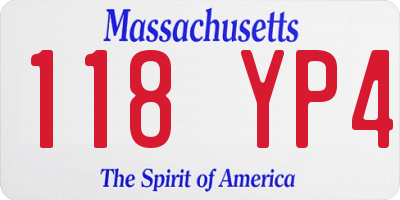 MA license plate 118YP4
