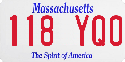 MA license plate 118YQ0