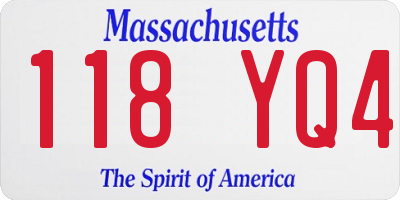 MA license plate 118YQ4