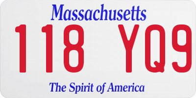 MA license plate 118YQ9