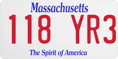 MA license plate 118YR3