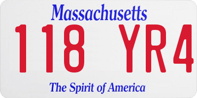 MA license plate 118YR4