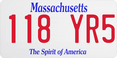 MA license plate 118YR5