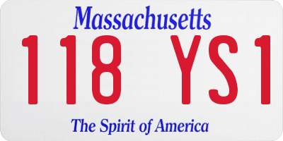MA license plate 118YS1