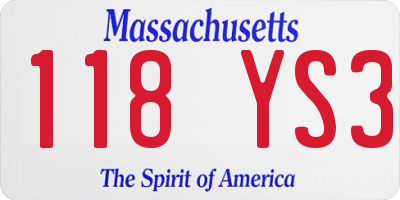 MA license plate 118YS3
