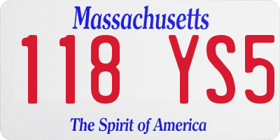 MA license plate 118YS5