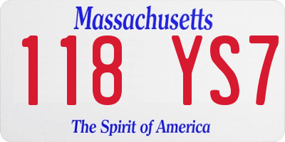 MA license plate 118YS7