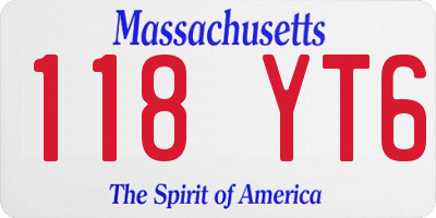 MA license plate 118YT6