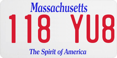 MA license plate 118YU8