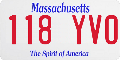 MA license plate 118YV0