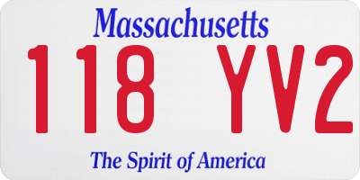 MA license plate 118YV2