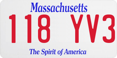 MA license plate 118YV3